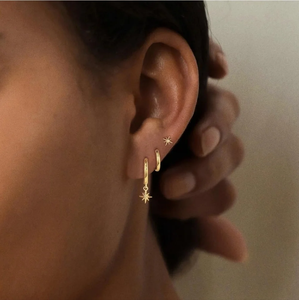 Gold Star Hoop Earrings